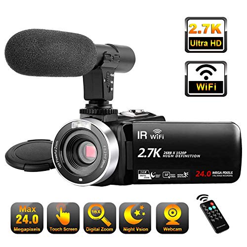 Camcorder Video Camera 2.7K WiFi Vlogging Camera Night Vision Digital Camera with Microphone Vlog Blogging Video Camera for YouTube