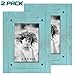 TNELTUEB 2 Pack Turquoise Blue Distressed Wood Frame - Rustic Shabby Chic Frame - Ready to Hang - Ready to Stand - with Self-Stand Easel (Display 4 x 6 inch)