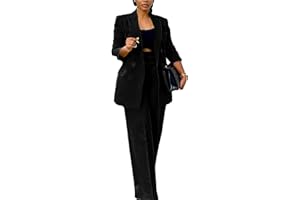 Tcremisa Pants Suits for Women Dressy 2 Piece Business Casual Outfits Double Breasted Blazer Wide Leg Pants Set Office Work