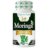 Organic Moringa Powder 120 Veg Capsules. 100% Pure and Natural Raw Herbal Dietary Super Food Supplement. Non GMO, Gluten FREE. US FDA Registered Facility. Kosher Certified Vegetarian Capsule. All Natural