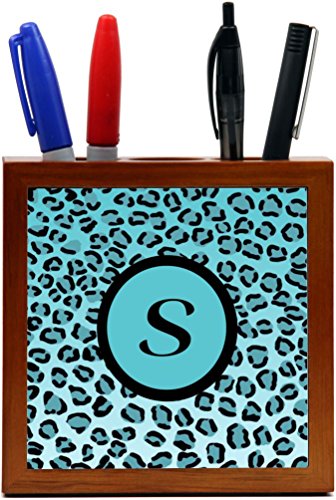 Rikki Knight RK-PH2601 Letter "S" Initial Sky Blue Leopard Print Monogrammed De…