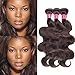 FASHION LADY Peruvian Body Wave Human Hair Bundles 3 Bundles Dark Brown Virgin Human Hair Extensions (16 18 20,Dark Brown Color 2)