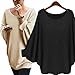 Phoenix Womens Oversized Batwing Knitted Pullover Loose Sweater Tee Tops, Black One Size