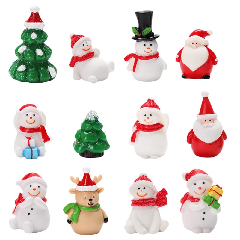 BESPORTBLE Polar Bear Resin 12pcs Miniature Ornament Kits Snow Small Ornaments Christmas Cottage Miniature Kits Christmas Miniature Ornaments Kit Resin Snowmen Reindeer Santa Clause Valentine's Day