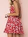 Murimia Womens Summer Strapless Off Shoulder Floral Print Beach Mini Dress Red White