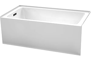 WYNDHAM COLLECTION Grayley 60 x 32 Inch Alcove Bathtub in White with Left-Hand Drain and Overflow Trim in Matte Black