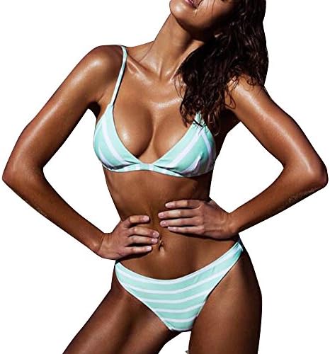 KXN Womens Push up Padded Bandage Bikini Swimsuit Beach Wear Bathing Suit (M, Green)
