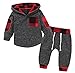 Infant Toddler Baby Boys Girls Clothes Hoodie Outfit Classic Plaid Sweatshirt + Pants Clothes Set Kids (Gray, 18-24 Months)