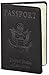 Shvigel US Leather Passport Book Cover - Thin American Travel Passport Holder - Premium International USA Passport Protector Case for Women Men (Black Vintage)