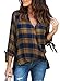 Dearlovers Women Wrap V Neck Casual Plaid Drape Top Blouses with Long Sleeve X-Large Size Yellow
