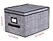 Onlyeasy Collapsible Storage Bins Pack of 3 - Foldable Storage Box Containers Organizer with Dust-proof Lids and Strong Handles, 11.8