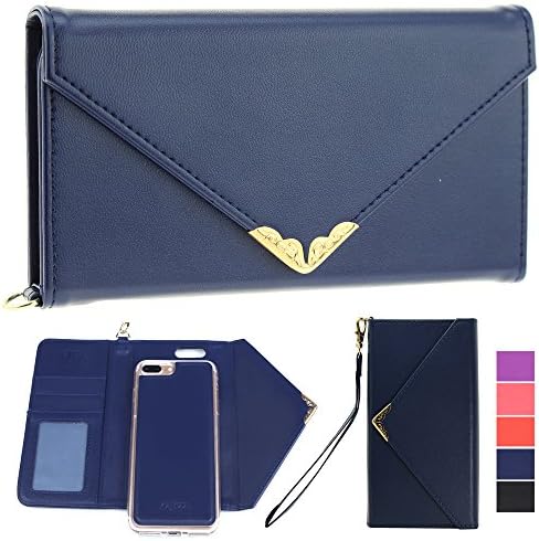 IPhone 7 Plus Wallet Case,Rejazz [Blue] Envelope Flip Handbag Shell Women Wallet PU Leather Magnetic Folio Detachable Cover Cases with Credit Card ID Holders Wrist Strap for Apple Iphone 7 Plus 5.5" 