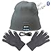 Zonman Wireless Bluetooth Hat Headphones+free Touchscreen Gloves for Fitness Outdoor Sports Walking Christmas Gifts (Unisex Gray)