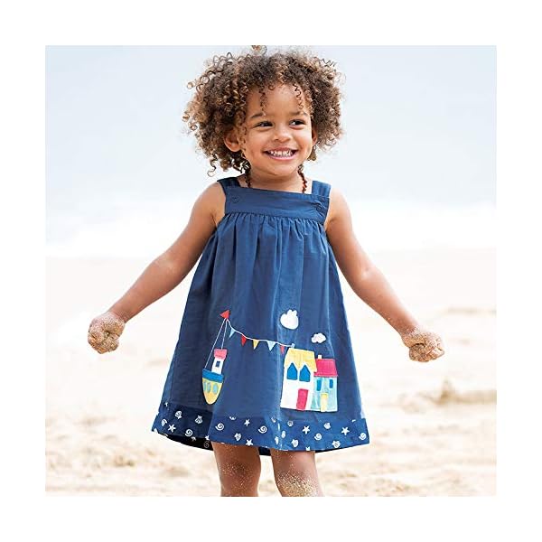 HILEELANG Toddler Girl Summer Tank Top Beach Dress Sleeveless Cotton Slip Skirt Reversible Dress Sundress 2-7 - Image 3