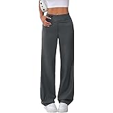 EVALESS Women's Elastic High Waist Straight Leg Pants Business Casual Work Pants Fall Button Down Office Outfits Trousers