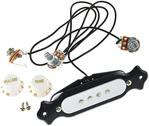 Pre-Wired Pickup 4 String Acoustic Guitar Pickup Magenatic with Volume Tone Knobs Black