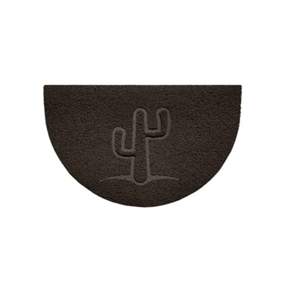 Nicoman Embossed Halfmoon Half Circle Door Mat Dirt-Trapper Jet-Washable Doormat 70x44cm (Brown, CACTUS Shape) - Use Indoor or Sheltered Outdoor