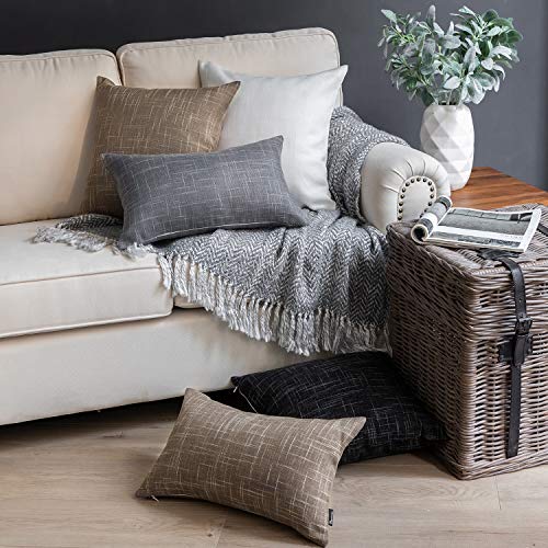 Phantoscope Throw Pillow Cover Soft Textured Lined Burlap Cushion