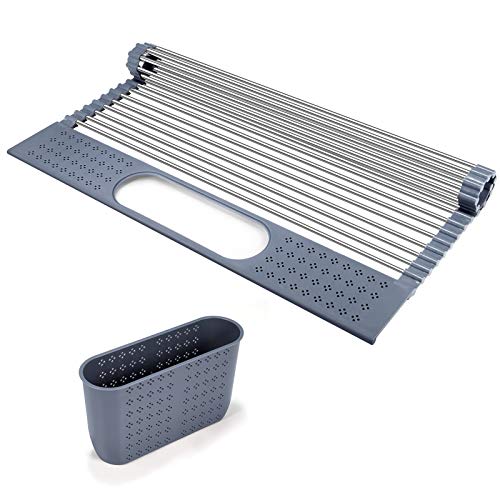 CHENGXI Over The Sink Roll Up Dish Drying Rack, 20'' x 15'' Extra Large