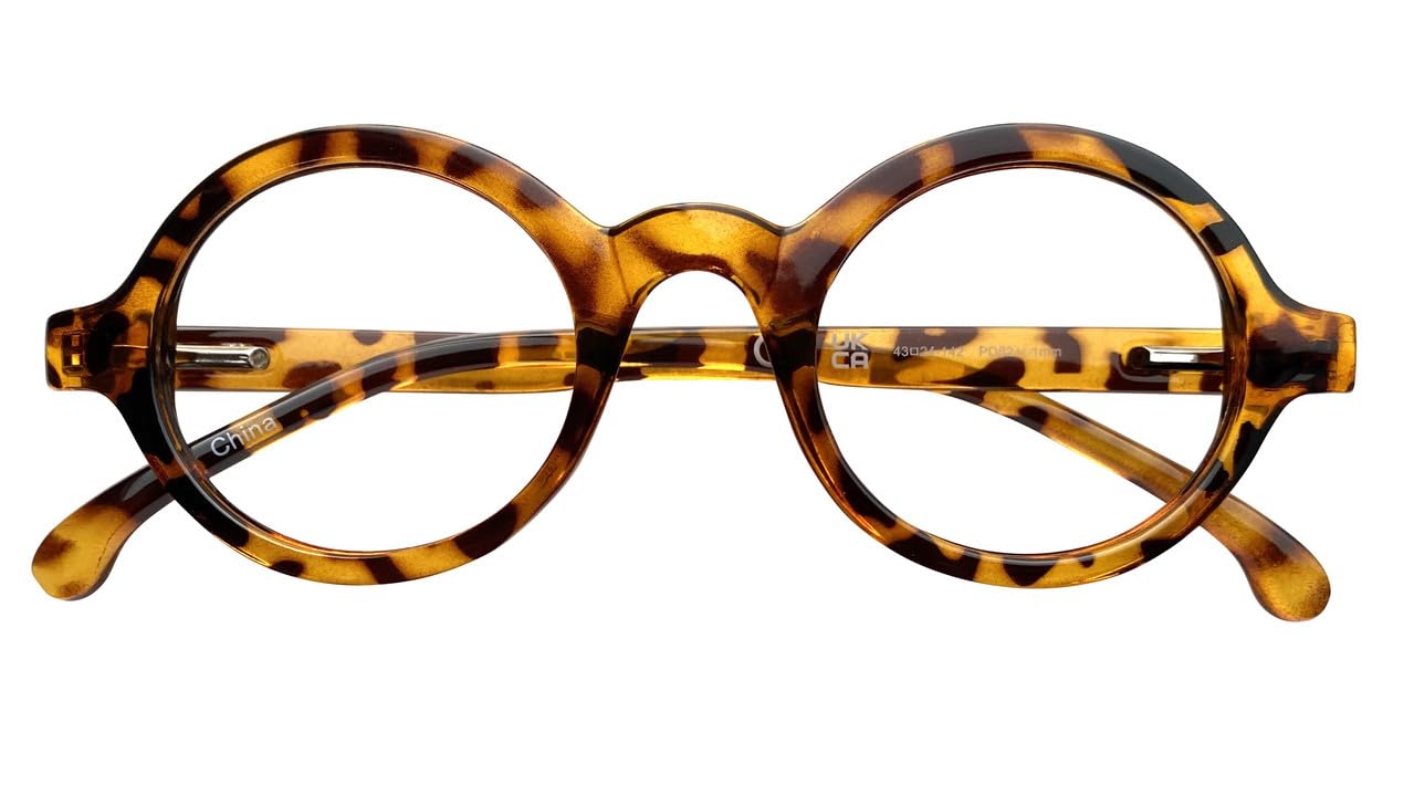 I-Sential Round Reading Glasses for Men Women Ladies with Case Metal Spring Hinges Demi Tortoiseshell Brown Stylish Readers Comfortable Retro Fashion 1.0