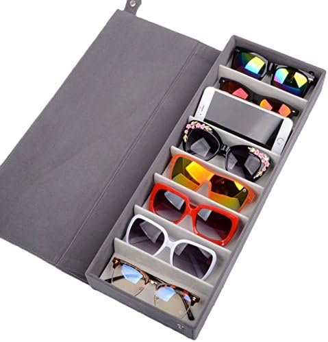 SweetyLady 8 Grids Deer Leather Eyeglass Sunglass Boxes Eyewear Storage Organizer Jewelry Display Case