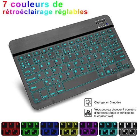 HOTLIFE Clavier Français Bluetooth sans Fil, Clavier Rétroéclairé [AZERTY français] Wireless Bluetooth Ultra Fin avec Batterie Rechargeable, Systèmes iOS, Longue Durée de Veille Léger et Portable