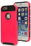 iPhone 6 Case, Bastex Heavy Duty Protective Case - Black Soft Silicone Cover with Hot Pink Design Hard Case for Apple iPhone 6, 4.7