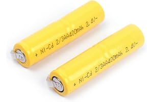 2.4V AA 400mAh Ni-CD 2/3 AA 2.4V Rechargeable with Welding Tab for Electric Shaver Razor LED Light 2/3AA 2pcs