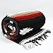 Open Road Goods Charcoal Black Mexican Yoga Blanket - Thick Diamond with Vintage Retro Serape Red Tan Brown and White Stripes
