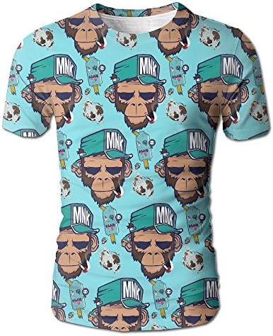 Smoking Monkeys 3D Creative Print Pattern Graphic T-Shirt Printed Tshirts Short Sleeve