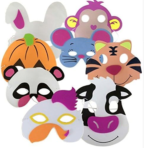 12Pcs/set Kids Cute Assorted Foam Animal Masks For Christmas Birthday Party Favors Joking Costume Mask Toys