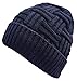 Loritta Winter Hat Warm Knitted Thick Baggy Slouchy Beanie Skull Cap for Men, A-Blue with Weave, 1 Pack