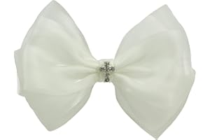 NIHAO BABY Off White First communion Headpiece For Girls with Cross Christening Baptism Hair Bow Clip -1Pcs