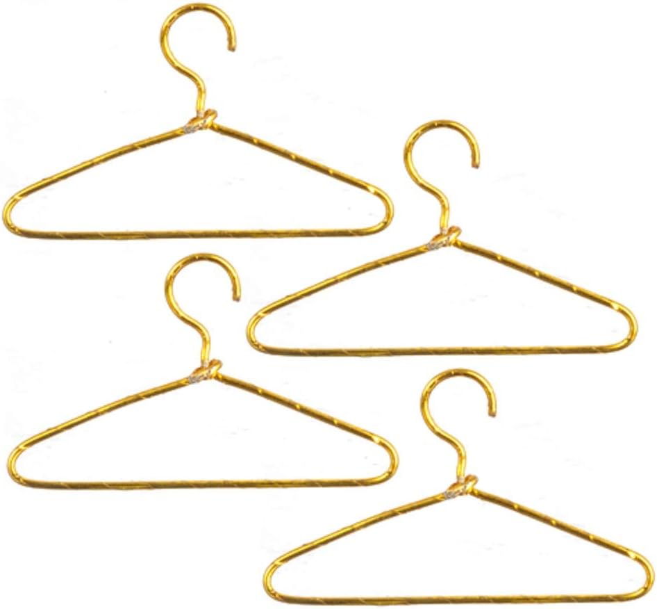 Dollhouse Miniature Set of 4 Gold Wire Hangers