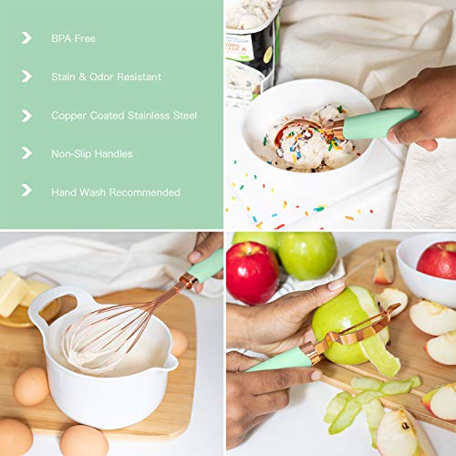 COOK With COLOR 7 Pc Kitchen Gadget Set Copper Coated Stainless Steel Utensils with Soft Touch