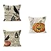 PSDWETS Halloween Decorations Bird,Skull and Pumpkin Pillow Covers Set of 3 Home Decor Cotton Linen Throw Pillow Covers Cushion Cover 18 X 18
