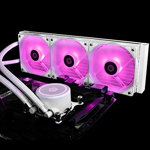 ID-COOLING AURAFLOW X 360 Snow CPU Water Cooler RGB AIO Cooler 360mm CPU Liquid Cooler 3X 120mm RGB Fan, Intel 115X/2066, AMD TR4/AM4