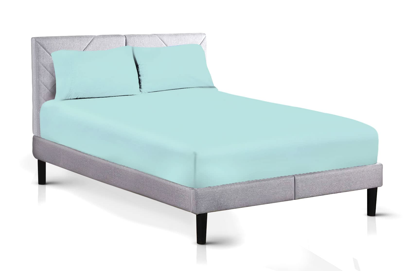 AATH COLLECTION Egyptian Cotton Fitted Sheet 23 CM Deep, 200 Thread Count Single, Double, King, Super King Fitted Bed Sheets, Soft & Fade Resistant (Double, Duck Egg)