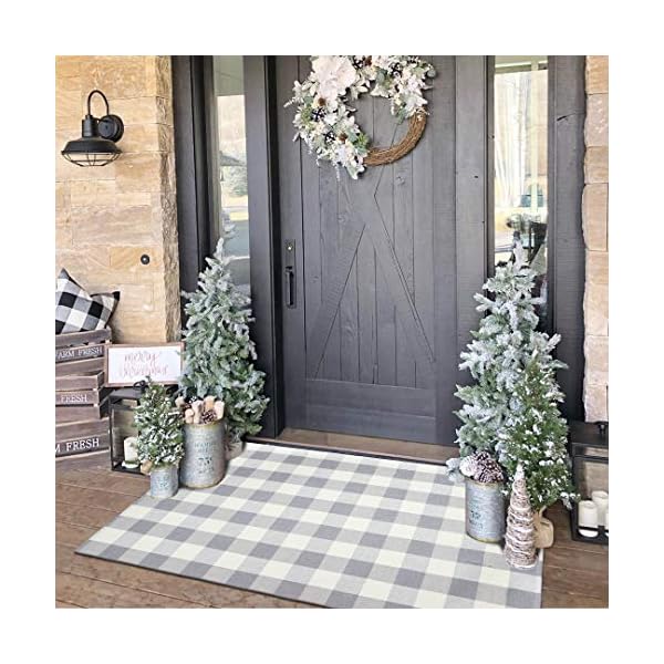 Ailsan Buffalo Plaid Checkered Rug Outdoor Layered Doormat 3' x 5