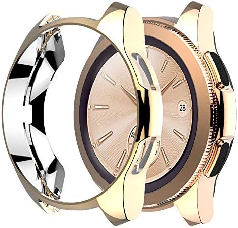 Case Compatible with Galaxy Watch 42mm, UBOLE Soft Plated TPU All-Around Protective Bumper Case for Samsung Galaxy Watch 42mm Smartwatch (Gold)
