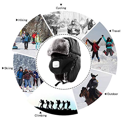XGao Balaclava Face Mask for Cold Weather, Balaclava, Unisex Mens Women Winter Outdoor Thicken Hat Hunting for Men Ear Warm Breathable Motorcycle Face Mask Balaclava Beanie Black (Navy) - Thumbnail 4