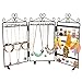 MyGift 3-Panel Folding Metal Jewelry Hanger Stand with Scrollwork Heart Design, Black