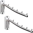 Zivisk 2 Pcs Folding Wall Mounted Clothes Suit Hangers Rack with Swing Arm Stainless Steel Heavy Duty Coat Hook for Bathroom, Bedroom, Laundry Room - Silver