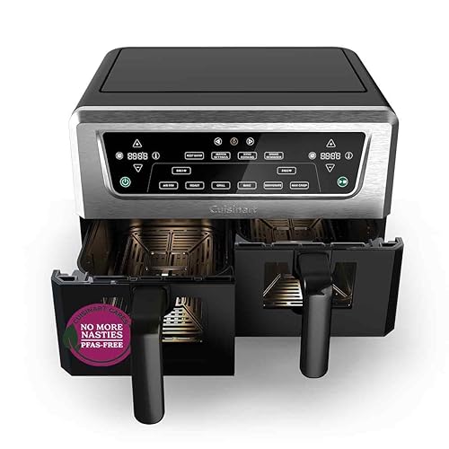 Cuisinart XXL Dual-Zone Air Fryer | PFAS Free | Chemical-free cooking | Air Fry, Roast, Grill, Bake, Dehydrate, Max Crisp, and Keep Warm |Dual drawers | 2 x 5.2L