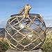 WHW Whole House Worlds Mariners Lobster Pot Netted Hurricane Candle Lantern, Globe Shape, Clear, Jute, Rope Handles, Glass, 6 Inches Diameter, 5 Inches Tall