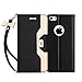 FYY Leather Case with Mirror for iPhone 6S/iPhone 6, Leather Wallet Flip Folio Case with Mirror and Wrist Strap for iPhone 6S/iPhone 6 Black