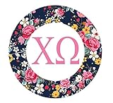 Chi Omega Circle Floral Monogram Sticker 3 Inch Tall Sorority Decal Greek for Window Laptop Computer Car chi o