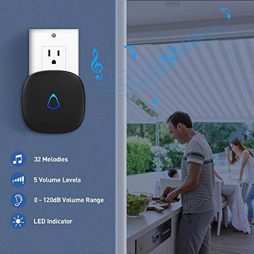 Driveway Alarm, 328ft Long Transmission Range Weatherproof Motion Sensor Detector DIY Security Alert System for Home, Business, Outdoor Property Safety (32 Chimes / 5 Volumes/LED Indicator)