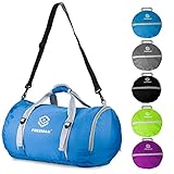 2017-Updated Version Foldable Sports Duffel Gym Bag for Women Men with Shoe Compartment, Lightweight Water Resistant Compact