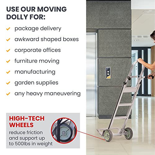 HaulPro Heavy Duty Hand Truck Aluminum Dolly Cart for Moving 500